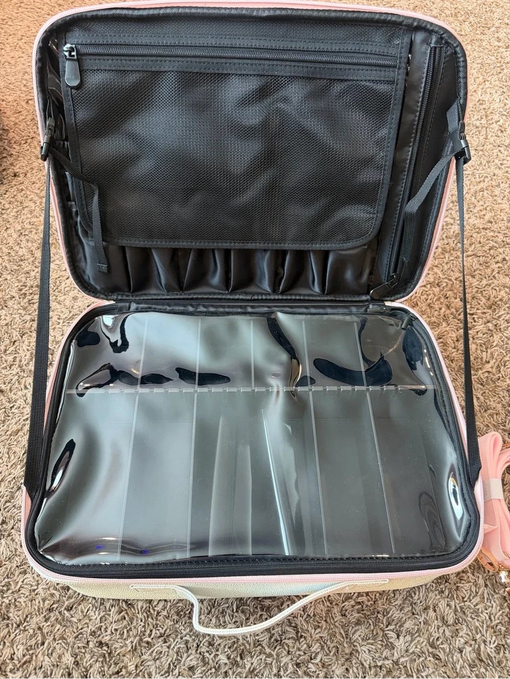 Young Nails Iridescent Pink Nail/Makeup Train Case